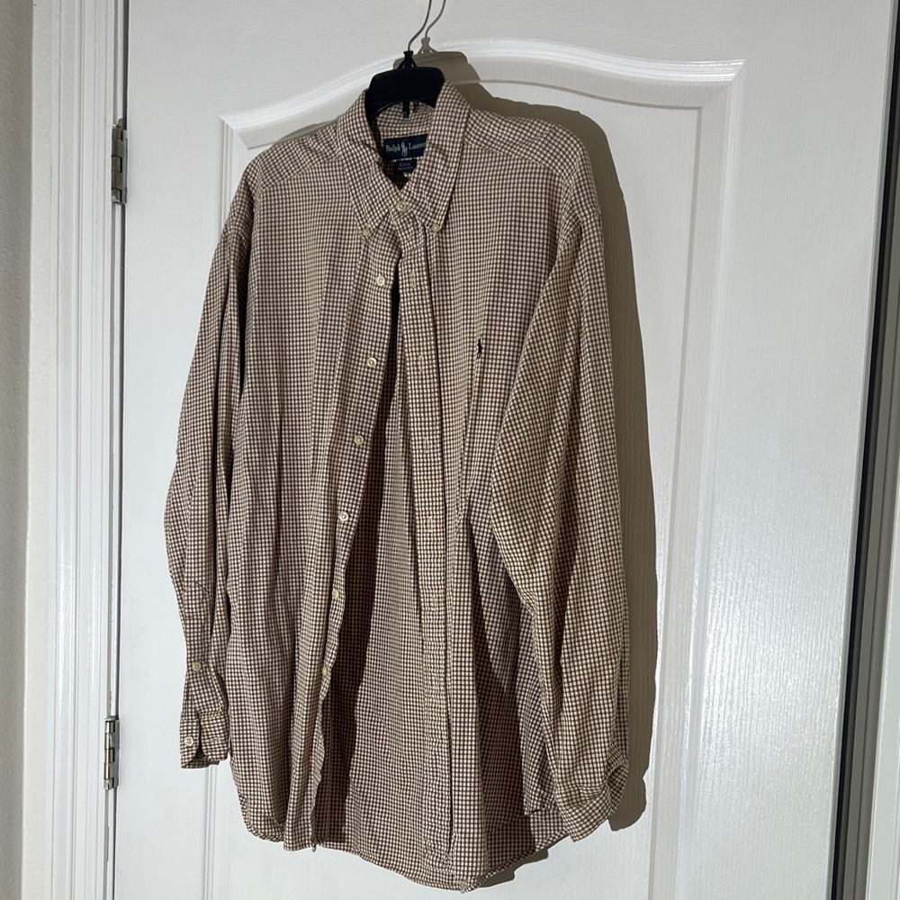 Ralph Lauren Tan & Cream Micro-Check Button-Down Shirt